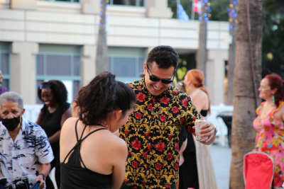 two people dancing and smiling