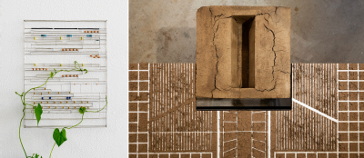 A circuit board with a plant and an adobe geometric pattern