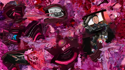 A digital collage of computer generated and archival images