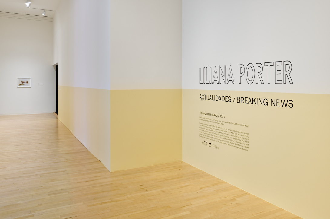 gallery installation with a title wall as the focal point