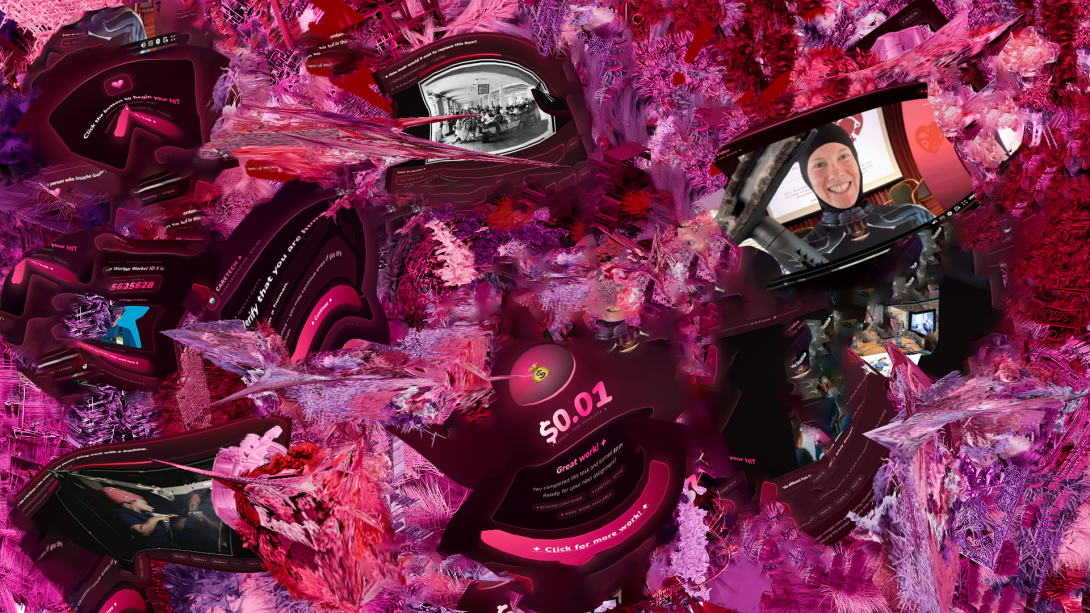 A digital collage of computer generated and archival images