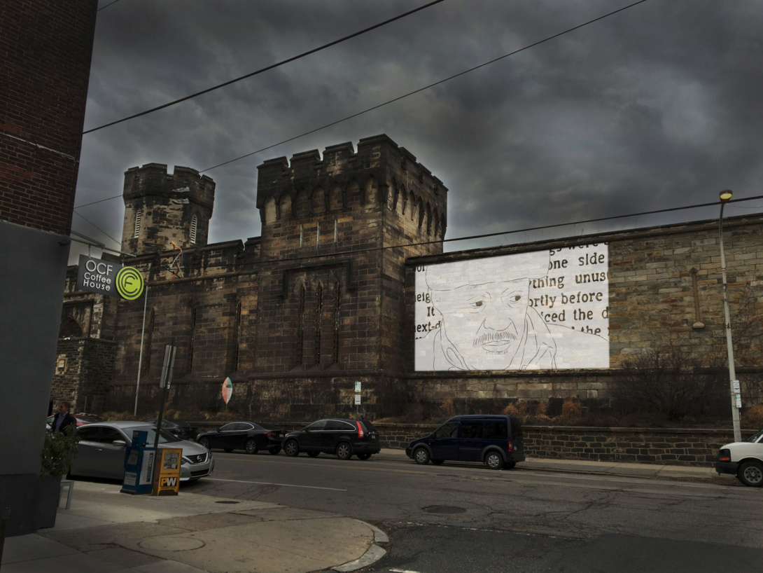 Pennsylvania State Correctional Institution with a still image from "Last Day of Freedom," directed by Dee Hibbert-Jones and Nomi Talisman. (Photo courtesy of Living Condition, LLC.)