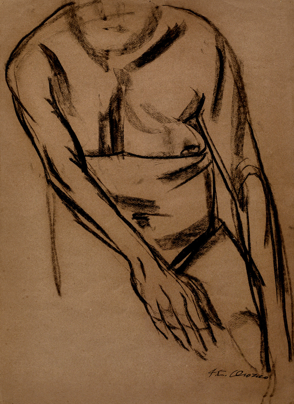 Study of seated Indian, 1947