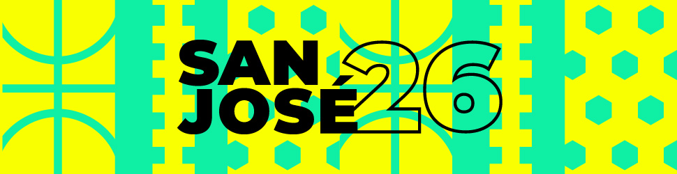 San José 26 text on geometric green background