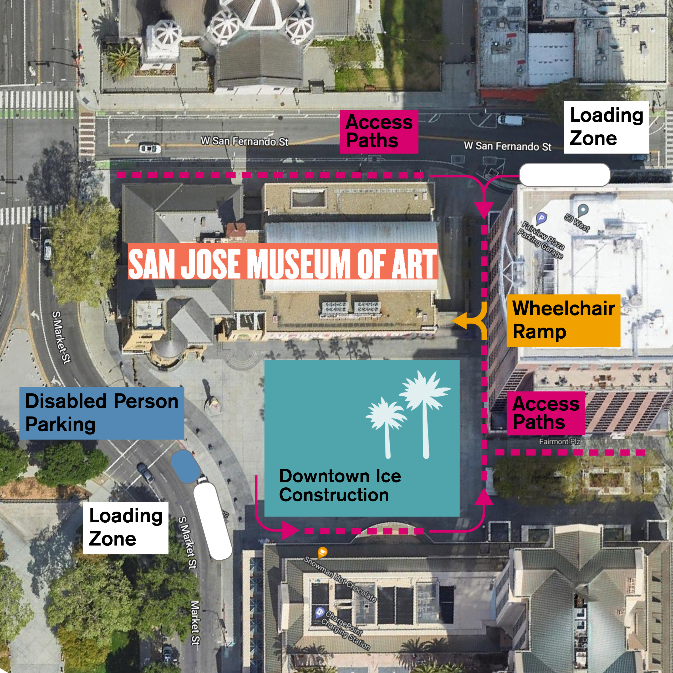 a map on paths to get to the museum