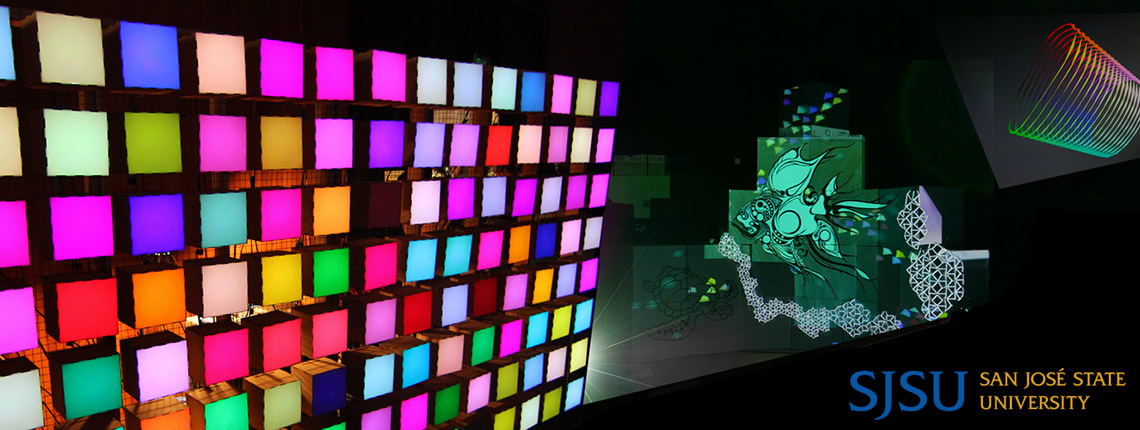 grid of colors and computer generated imagery